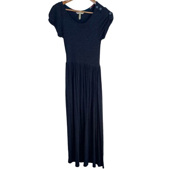Matilda Jane Deep Water Dress S Womens Maxi Pleated Short Sleeve Button Detail - Picture 1 of 8